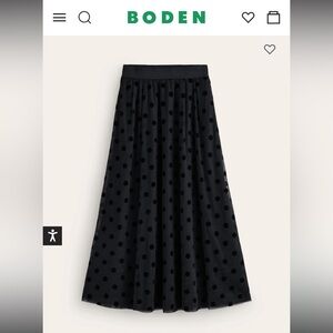 Boden Black Polka Dot Maxi Skirt